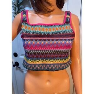 EUC SHEIN CUTE! cropped embroidered tank top boho Size Large